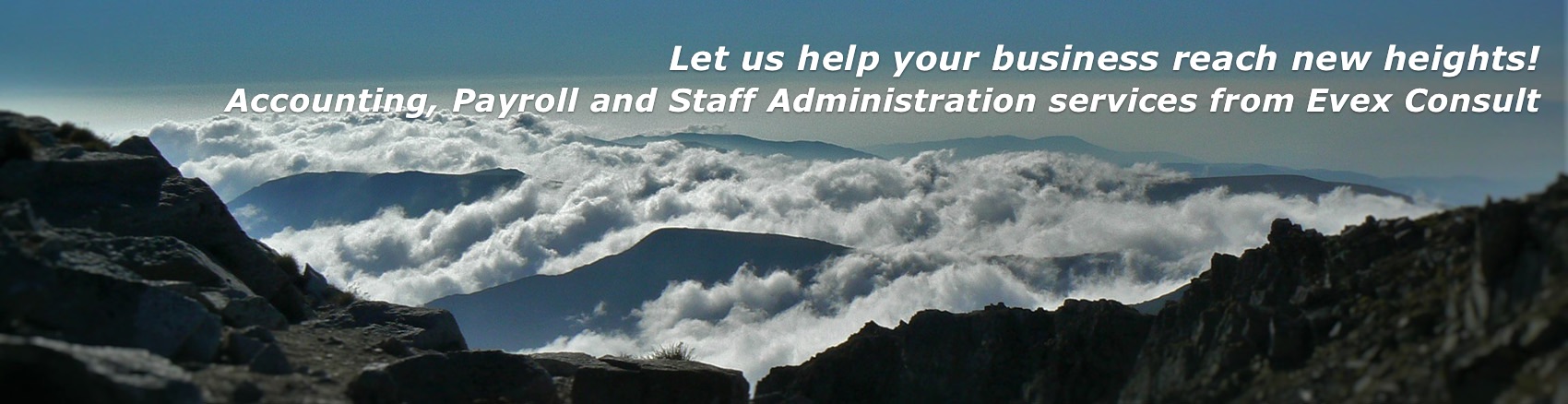 Let us help your business reach new heights! Accounting, Payroll and Staff Administration services from Evex Consult.